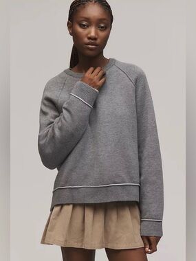 Pilcro by Anthropologie Oaklyn Cozy Crewneck Sweatshirt in Gray Size L